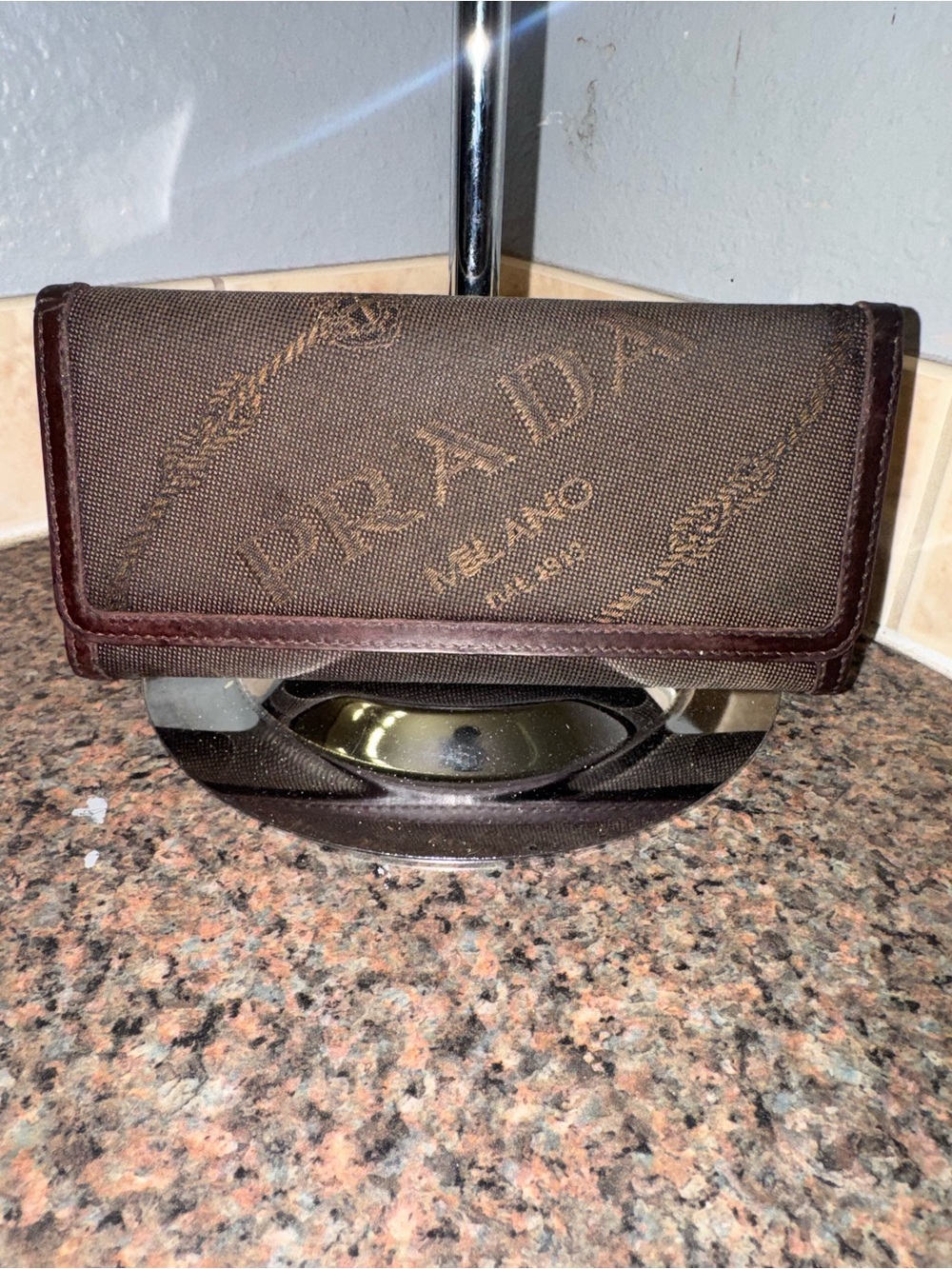 Prada Vintage Logo Jacquard Continental Flap Wallet - Brown/Bruciato ✅AUTHENTIC